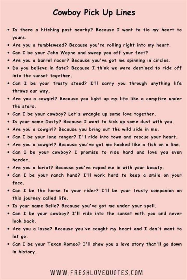 Irresistible Cowboy Pick Up Lines For Him