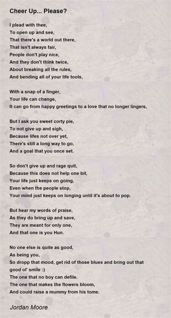 Uncover The Secrets Of "Poem To Cheer Someone Up"